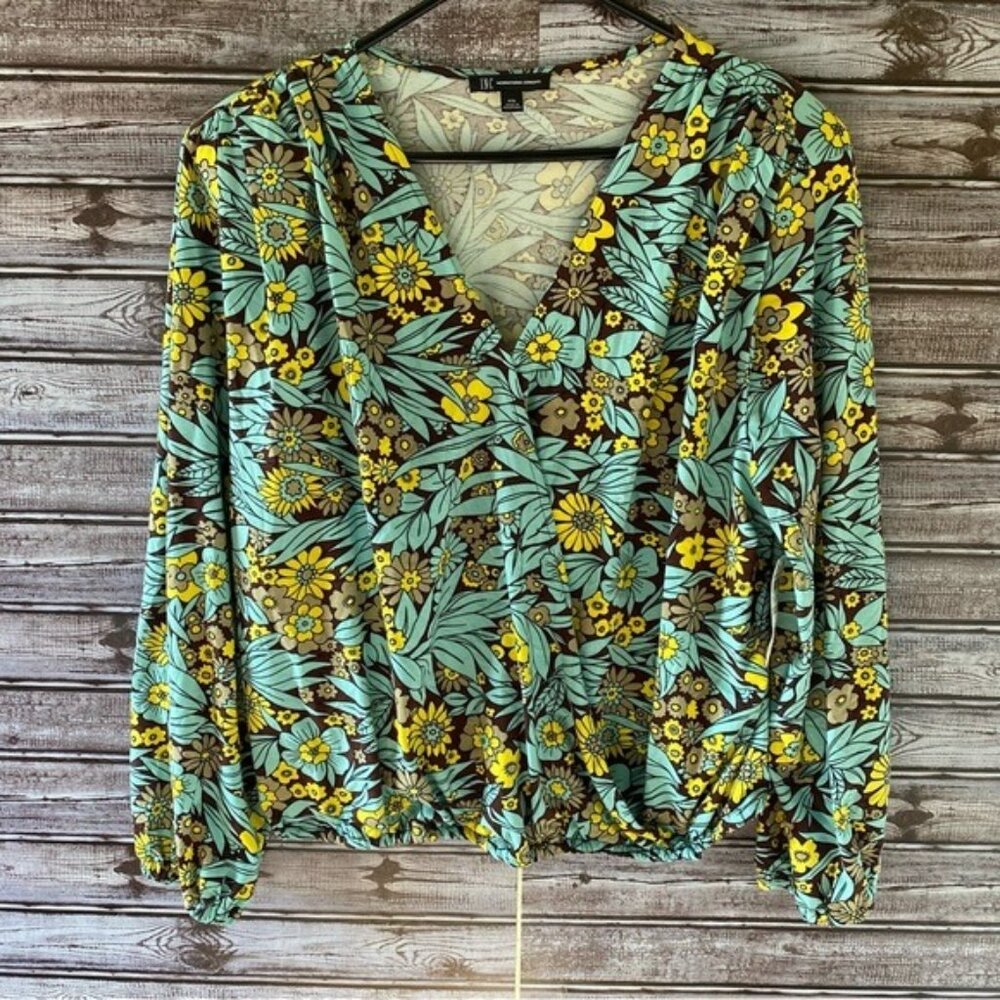 INC International Concepts Women's Long-Sleeved Top Size XXL Floral NWT